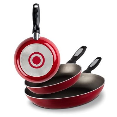 Juego de 3 sartenes 20/24/30 CM 2.5MM color rojo VASCONIA