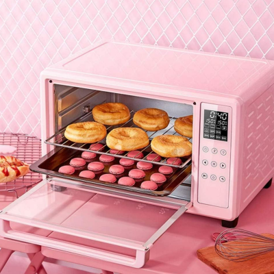 Mini horno tostador rosa de acero inoxidable